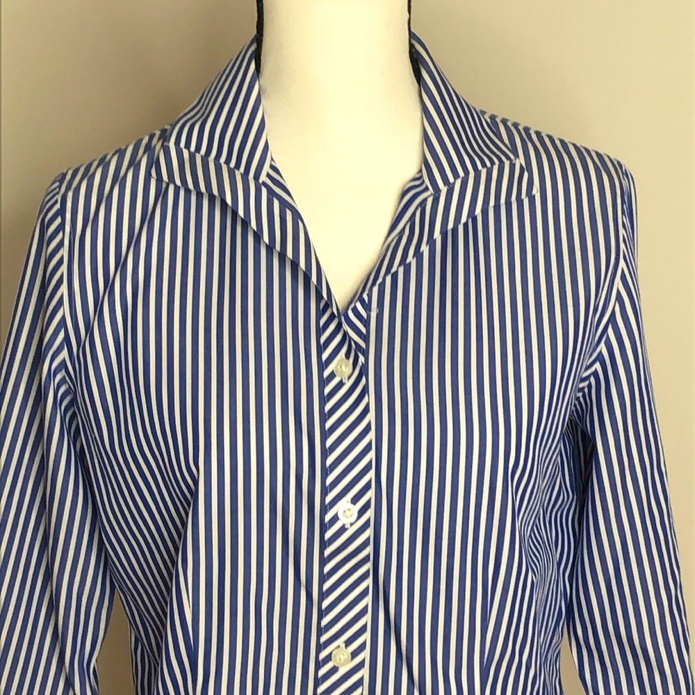 Chico's No Iron Blue & White Button Down, 0
